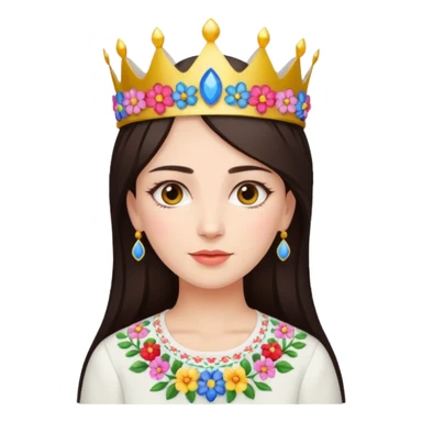 Ukrainian woman in a white embroidered shirt with dark hair and a crown of flowers on her head sticker