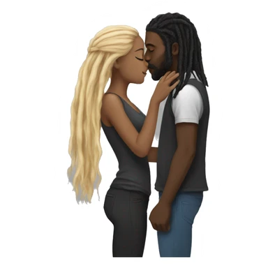 Black man with black dreads  kissing white girl with long brown and blonde hair  sticker