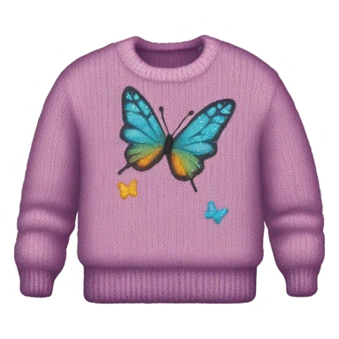 Knit sweater with butterfly glittery design sticker