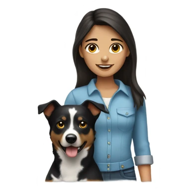 brunette girl with blue heeler sticker
