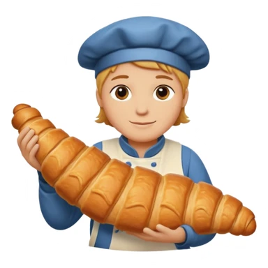 Baking humanless avatar in clean vibrant style illustration. Fresh croissant and rolling pin, warm golden tones, simple shapes, flat design, high contrast, cozy and friendly. sticker