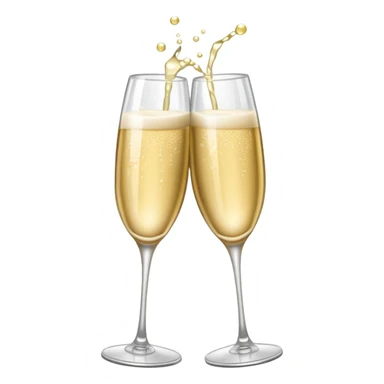 Two Champagne glass clink with sparkle sticker