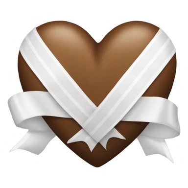 brown heart with white ribbon sticker