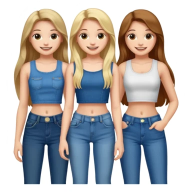 group of cute teenage girls with long hair in crop tops and jeans sticker