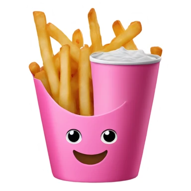 Fries and fried fish in pink cup sticker