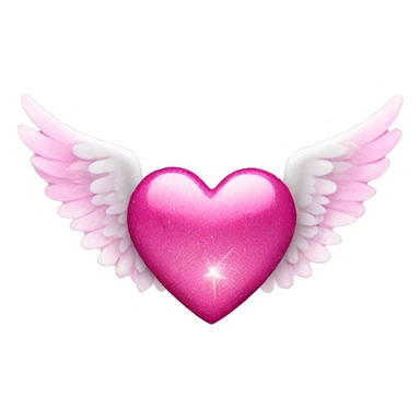 pink sparkly heart with angel wings sticker
