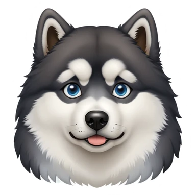 Black Alaskan Malamute dog with heterochromia, one brown eye and one light blue eye sticker