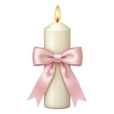 make a white candle with a light pink ribbon bow sticker