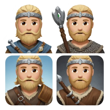 bana kick yayınları için sakallı sarışın viking abonelik rozeti oluştur 1. seviye olanın ekipmanları tahta olsun 2. seviye olanınkiler gümüş olsun 3. seviyeler savaşçı gibi görünsün 4. seviyeler berzerker gibi görünsün  sticker