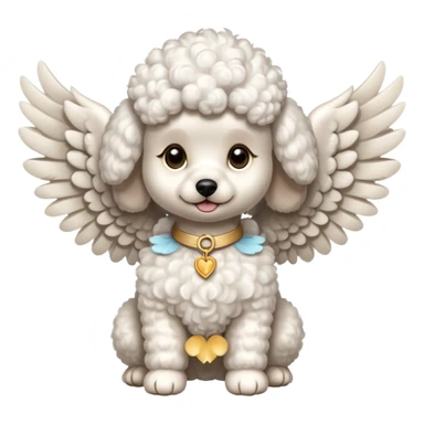 Perro french poodle mini blanco con Alas sticker