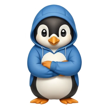 friendly anthropomorphised penguin in a hoodie and jeans standing with arms folded sticker