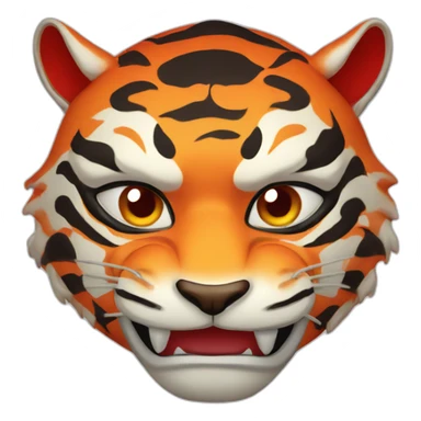 fire tiger Japanese mask sticker