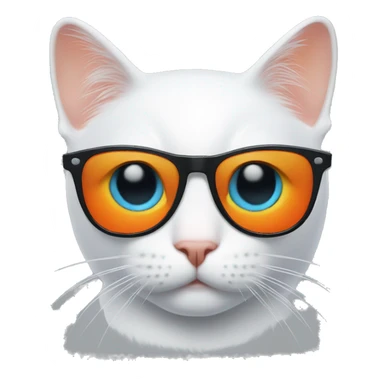 White cat with orange spot on head with sunglasses  sticker