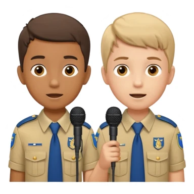 2 boys brigade parade EMCEES speaking into mics sticker
