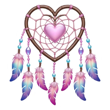 Iridescent pastel pink heart dreamcatcher good night  sticker
