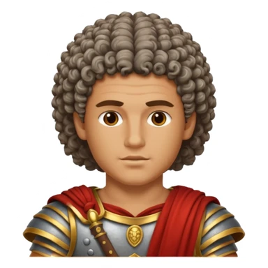 Make me into a roman warrior with curley salt and pepper hair sticker