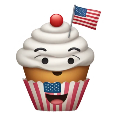 Happy cupcake with an American flag sticker