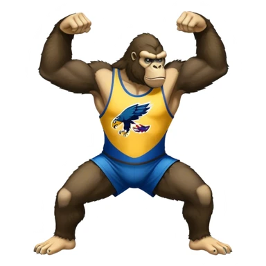 king kong  wearing afl eagles sleeveless jersey blue and yellow  sticker