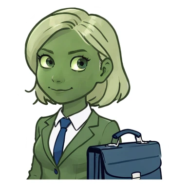 A blond girl blue eyes wearing a Business Outfit, whole body sticker