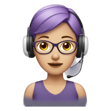 White Woman with short, purple hair wearing ear defenders  sticker