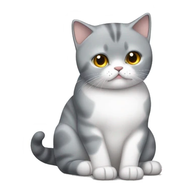 a gray and white British shorthair cat is itching sticker
