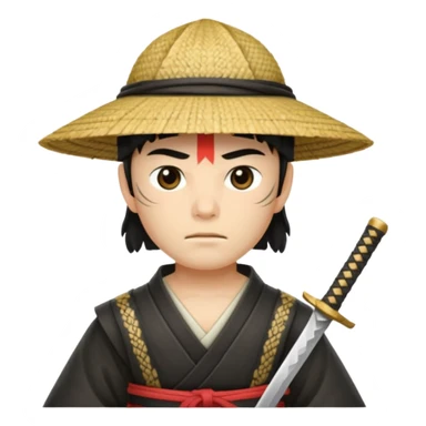 Samurais in Hat, Samurai with straw hat and sword sheath sticker