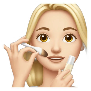 white girl applying cosmetic cream on face sticker