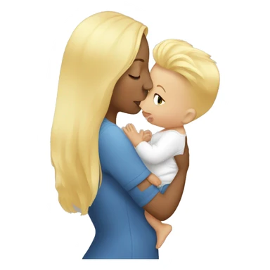 baby kissing mommy blonde sticker