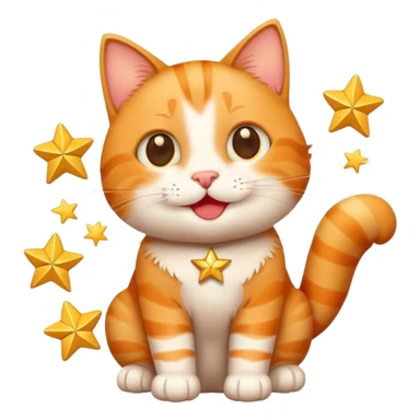 Happy Cat holding 5 stars  sticker