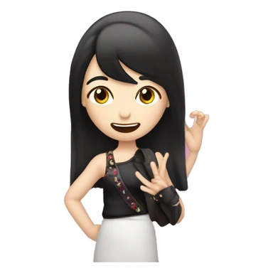 Bambina cinese che fa la linguaccia e occhiolino facendo il simbolo della rock star con le mani sticker