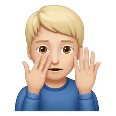 Covering the face with hands and peeping through your finger sticker