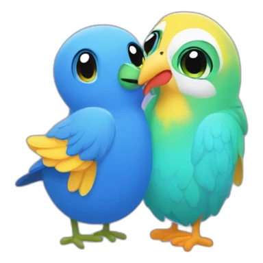 Duolingo bird and Dua Lipa hugging sticker