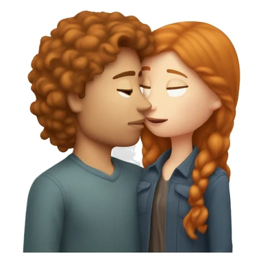 Brown hair girl kissing ginger guy sticker