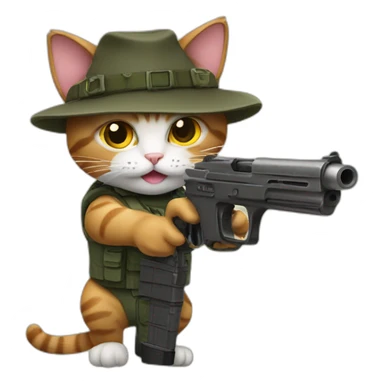 cat aiming a gun sticker