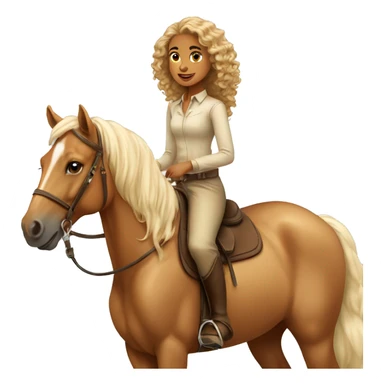A tan girl with curly hair on horseback palomino horse sticker