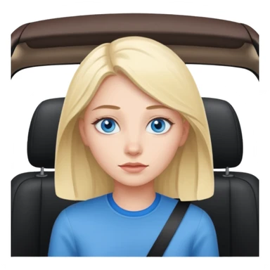 girl in car interior with blue eyes sticker