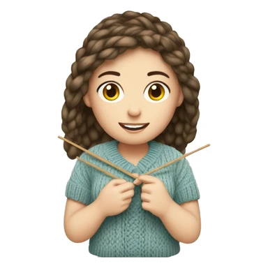 White brunette girl knitting sticker