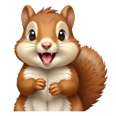 cinematic-cute-yawning squirrel-portrait-emoji,-head-tilted-playfully-and-inquisitively,-featuring-a-fluffy,-vibrant-auburn-fur-with-a-delicate-cream-belly-and-a-bushy-tail,wide-open yawn, revealing a soft grey  -round,-sparkling-eyes-filled-with-curious-mischief, sticker