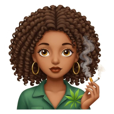 Black girl with eyelashes and curly hair smoking weed  sticker