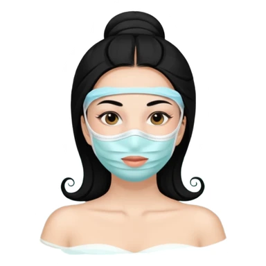 Lady with face mask black spa beauty full face relaxing sticker