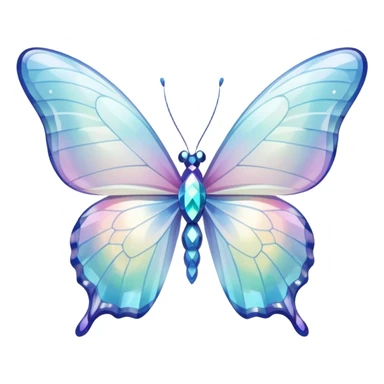 Pastel white iridescent glass crystal butterfly sticker