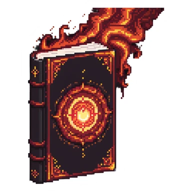 red cursed book with a glowing spell effect swirling around it sticker