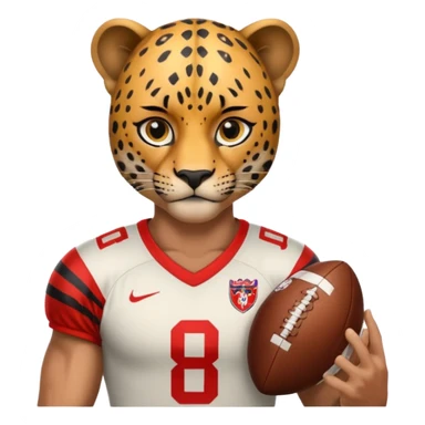 Footballer with a leopard head sticker