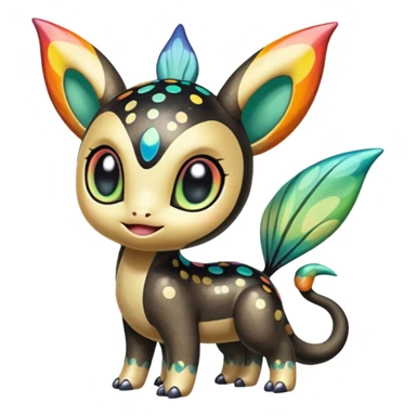 Colorful Exotic Striped Spotted Dotted dusted Glossy Shiny Meloetta-Vernid-Trico-Toothless-Kirby-Fakémon-creature-hybrid sticker