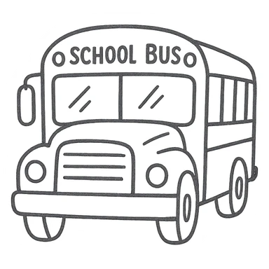 hand drawn outlined school bus icon with no fill sticker