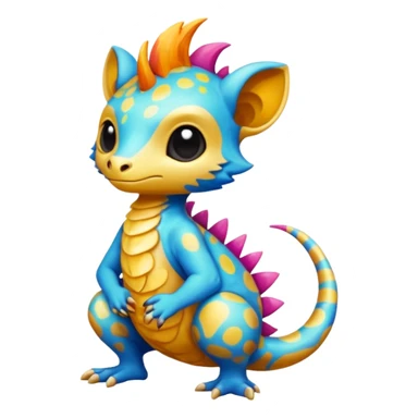 a colorful edgy cute vernid-fionbri-creature with splash patterns full body sticker