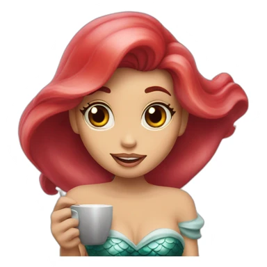 the little mermaid with coffe sticker