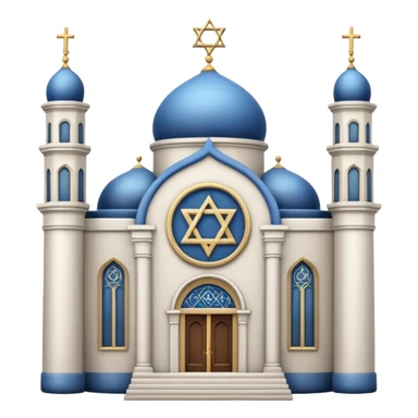 reform jewish synagogue similar in architecture to historical churches (pretty and magnificent), white in color, in ios emoji style sticker