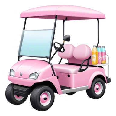 pink golf cart with cute canned drinks sticker