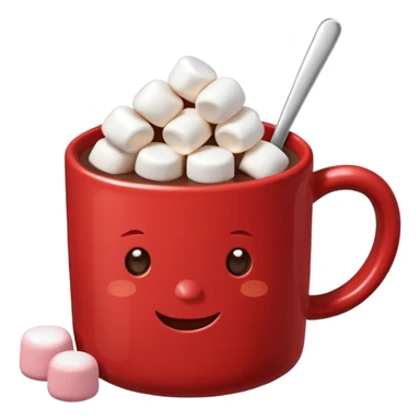 red mug of hot chocolate with marshmallows sticker
